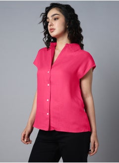 HIGH STAR Spread Collar Extended Sleeves Classic Opaque Casual Shirt for Women  - Image 2
