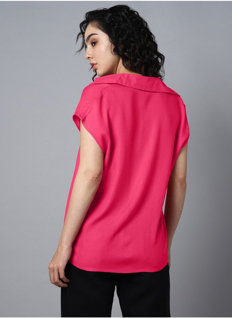 HIGH STAR Spread Collar Extended Sleeves Classic Opaque Casual Shirt for Women  - Image 3