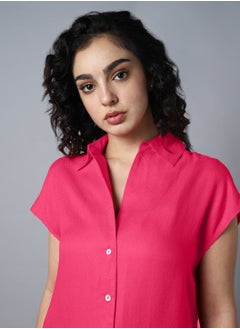 HIGH STAR Spread Collar Extended Sleeves Classic Opaque Casual Shirt for Women  - Image 5