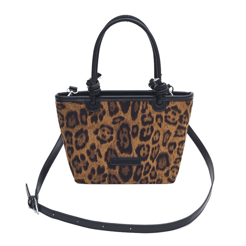 Distinctive Fashion Leopard Bucket Bag Women'S Bag Retro Crossbody Bag Texturized Western Style Shoulder Bag - Image 1