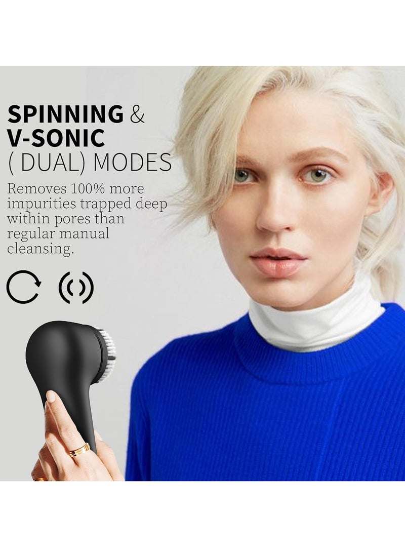 NågraCoola - Face Scrubber, NågraCoola 3.0 Facial Cleansing Brush, Waterproof & Rechargeable Face Scrub Brush for Men&Women, Electric Facial Exfoliator with 3 Brushes, 3 Intensities, 2 Action Modes - Black - Image 1