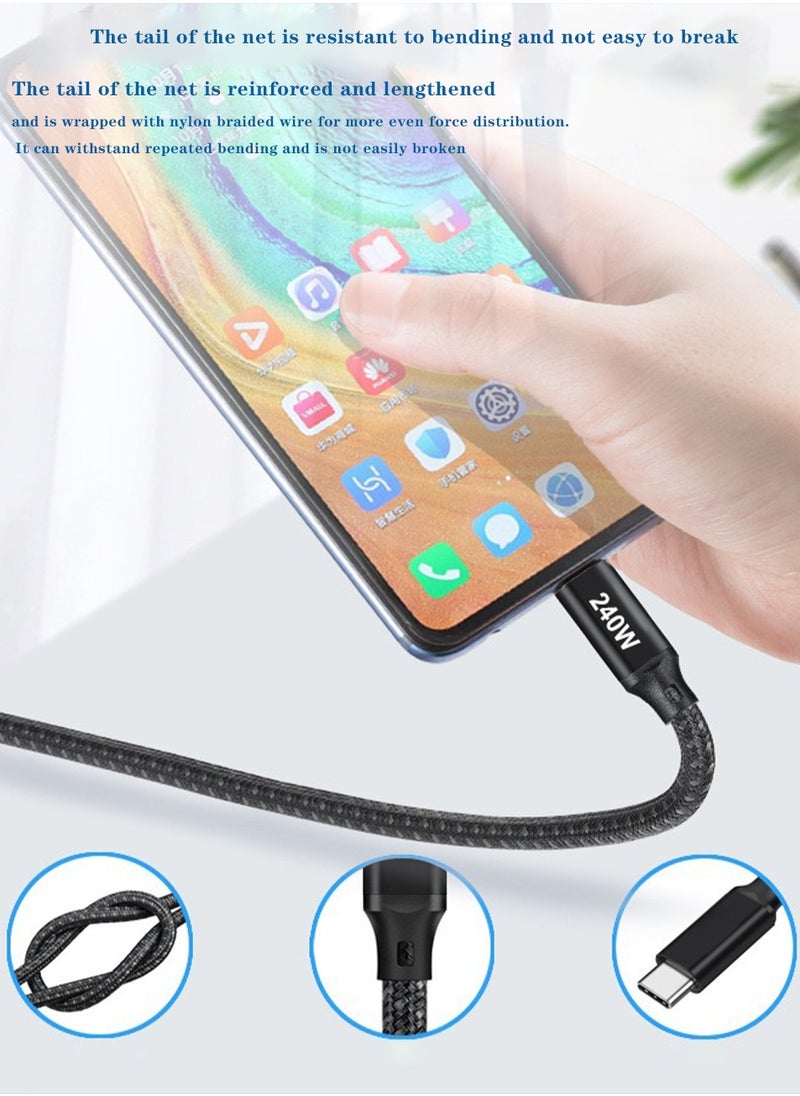 Luttec 240W USB Type C Cable Nylon Braided USB C to USB C 2.0 Cable (C to C) Compatible For iPhone 16 15 Pro Max iPad Pro Air mini 6 MacBook Pro Air Galaxy S24 S23 Ultra Z Fold Xiaomi Honor OPPO OnePlus1M Black  - Image 5