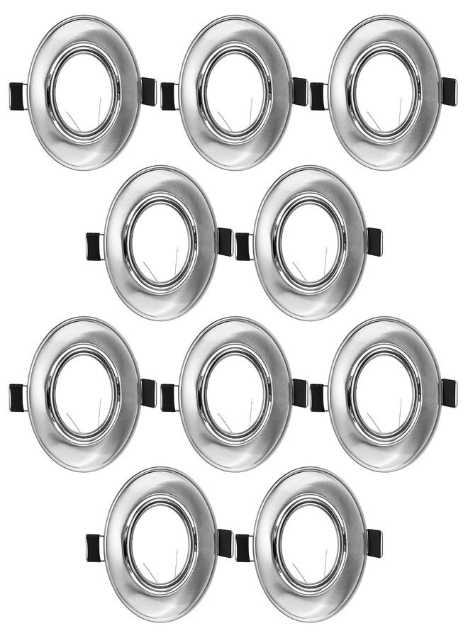 12vmonster MR16 Spot Light Fixture Halogen LED Mounting Bracket Bulb Holder Kitchen Bathroom Under Cabinet Counter Housing Recessed Lighting GU5.3 Socket Wiring Dimmable (Polished Stainless Steel Silver) 10 Pack - Image 1