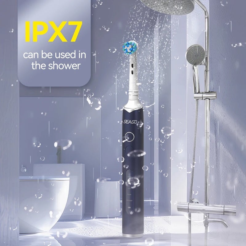 سيجو فرشاة أسنان كهربائية Seago Rotating Electric Rechargeable Toothbrush Teeth Cleaning with 8 Brush Heads 5 Modes Portable Smart Timer - Image 4