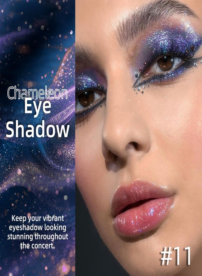 Euphily Sparkly-Blue Duochrome Glitter Eyeshadow Palette, Magic Holographic Metallic Shimmer Eye Shadow, Iridescent Multichrome Color Shifting Sparkly Eye Brighten Fairy Makeup for Rave, 011# - Image 2