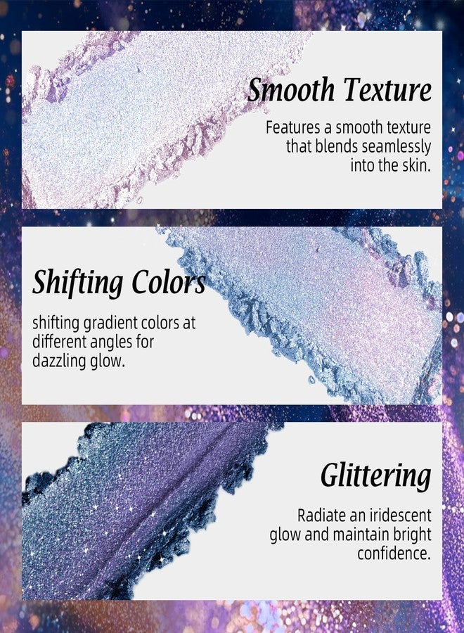 Euphily Sparkly-Blue Duochrome Glitter Eyeshadow Palette, Magic Holographic Metallic Shimmer Eye Shadow, Iridescent Multichrome Color Shifting Sparkly Eye Brighten Fairy Makeup for Rave, 011# - Image 3