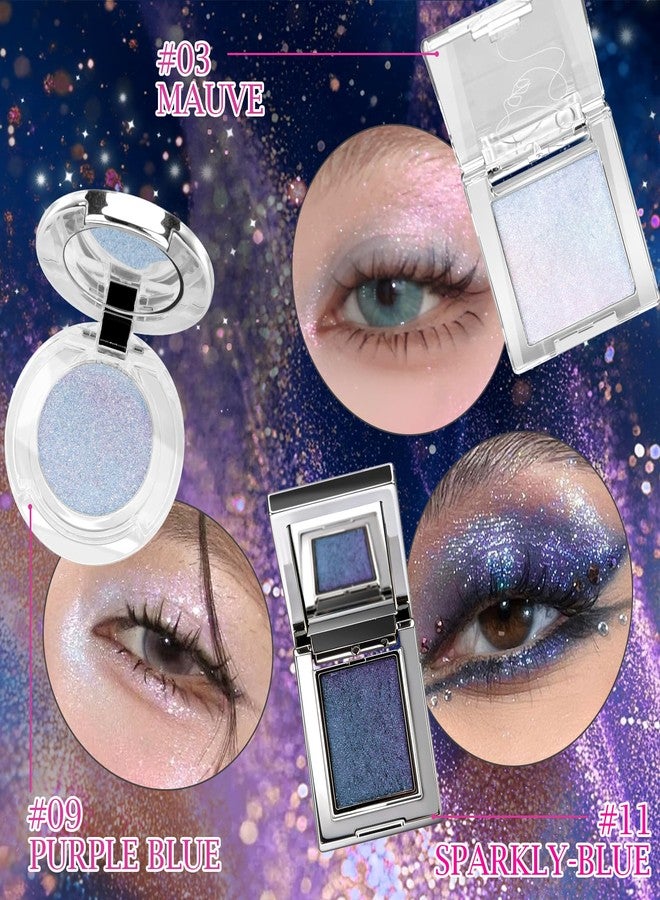 Euphily Sparkly-Blue Duochrome Glitter Eyeshadow Palette, Magic Holographic Metallic Shimmer Eye Shadow, Iridescent Multichrome Color Shifting Sparkly Eye Brighten Fairy Makeup for Rave, 011# - Image 5