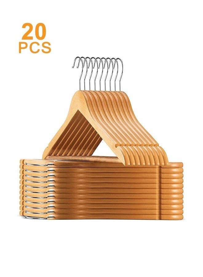 20 PCS Non Slip Wooden Clothes Hangers,  360° Swivel Hook Coat Hangers for Suits, Space Saving Pants Hanger, Heavy Duty Clothing Hanger Set for Closet, Home Suits Hangers, Skit Hangers - Image 1