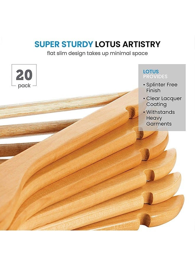 20 PCS Non Slip Wooden Clothes Hangers,  360° Swivel Hook Coat Hangers for Suits, Space Saving Pants Hanger, Heavy Duty Clothing Hanger Set for Closet, Home Suits Hangers, Skit Hangers - Image 2