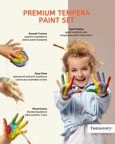 Fantastory Tempera Paint for Kids 12 Colors (8.4 oz Each) Washable Tempera Paint, Kids Poster Sponge Painting, Non-Toxic Finger Hand Bottles Gifts - Image 4