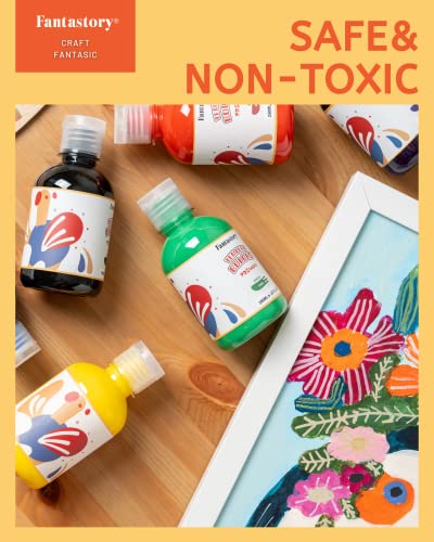 Fantastory Tempera Paint for Kids 12 Colors (8.4 oz Each) Washable Tempera Paint, Kids Poster Sponge Painting, Non-Toxic Finger Hand Bottles Gifts - Image 5