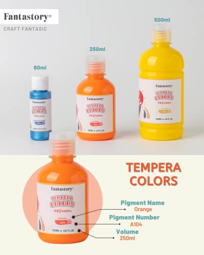 Fantastory Tempera Paint for Kids 12 Colors (8.4 oz Each) Washable Tempera Paint, Kids Poster Sponge Painting, Non-Toxic Finger Hand Bottles Gifts - Image 3