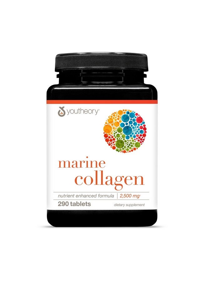Youtheory Marine Collagen - 2,500 mg Hydrolyzed Collagen - Supports Skin* - Fish-Sourced Collagen - with Vitamin C, A, C, E, B6, B12 & More - Highly Digestible and Absorbable - 290 Tablets