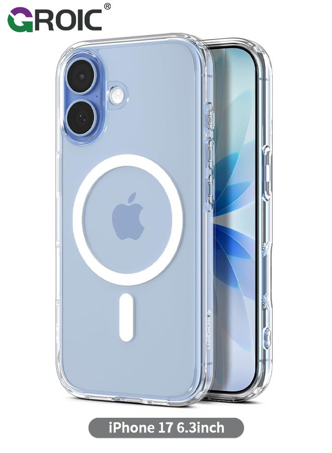GROIC For iPhone 17 Case,Clear Magnetic Transparent Phone Case,Drop Protection Rugged Shockproof Protective Cell Phone Cover,Magnetic Phone Shell for iPhone 17 6.3 inch - Image 1