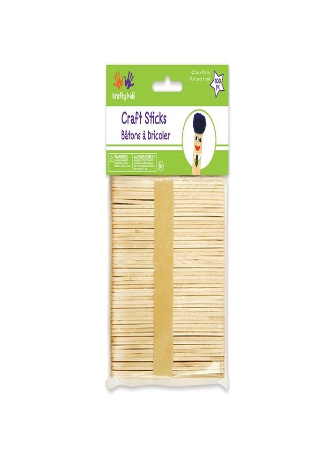 Multicraft Imports Krafty Kids CW500 Craftwood Regular Craft Sticks, 4.5in by 0.38in, 100-Piece - Image 1