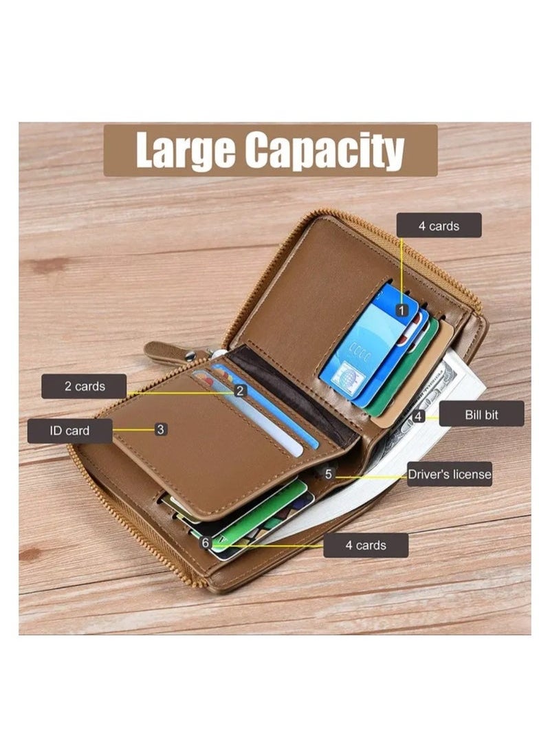 AIKS KANGAROO Leather Wallet Men Purse With Zipper Short Wallet  - Image 2