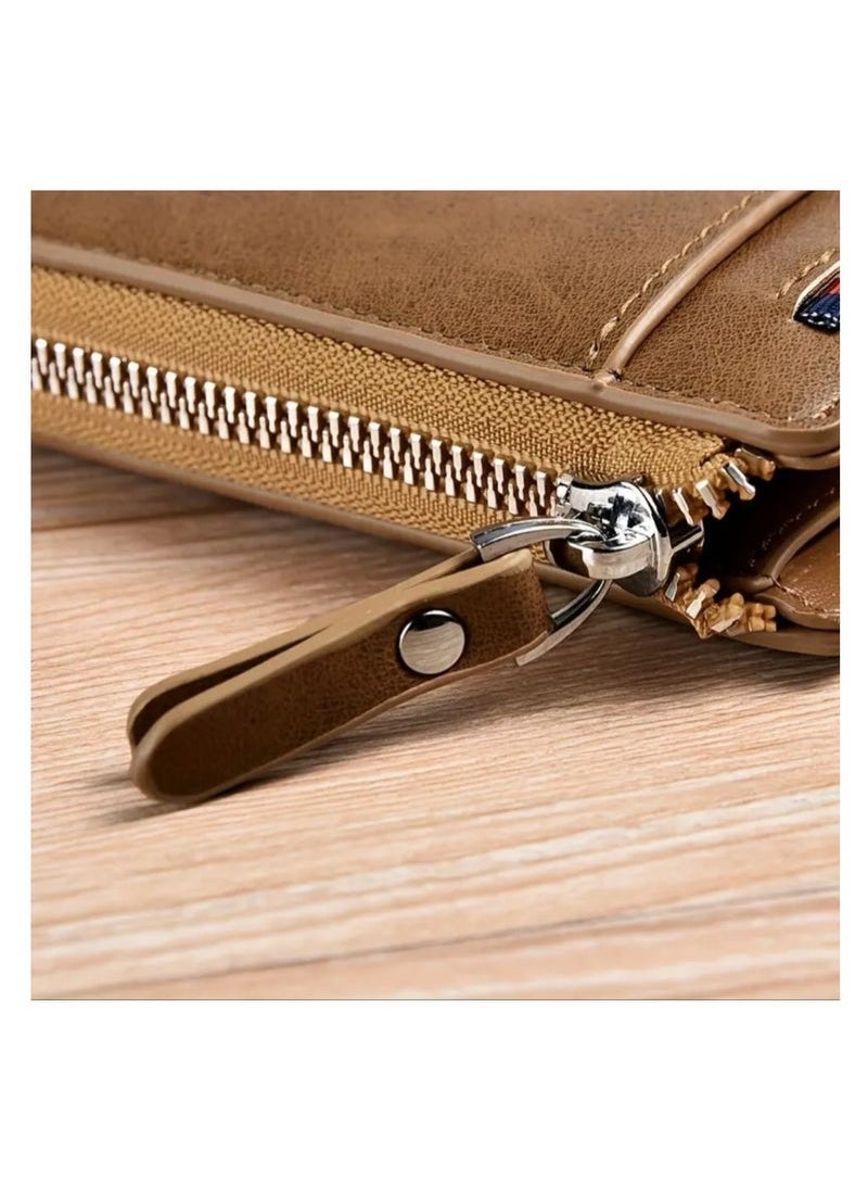 AIKS KANGAROO Leather Wallet Men Purse With Zipper Short Wallet  - Image 4