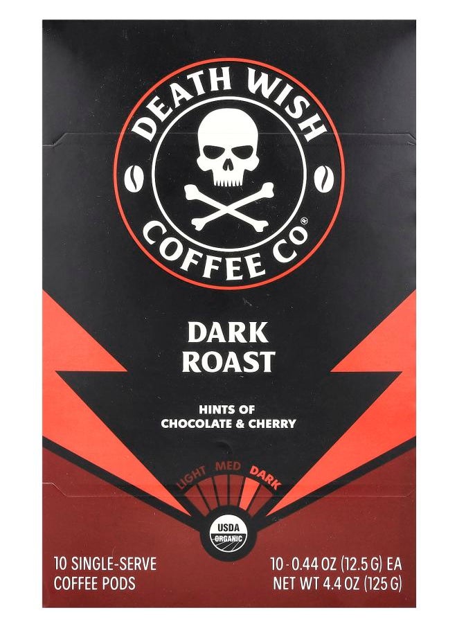 Death Wish Coffee Single-Serve Coffee Pods Dark Roast 10 Pods 0.44 oz (12.5 g) Each 