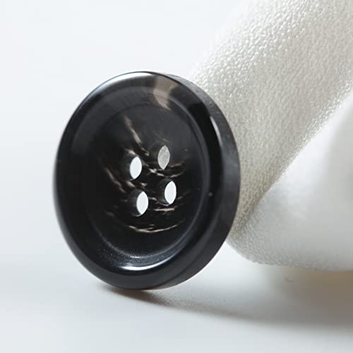 MASONEE 80 Large 3/4 inch Black Buttons for Sewing - Round Resin, 4 Hole Flatback Coat & Shirt Sweater Buttons - 20mm Bulk - Image 3