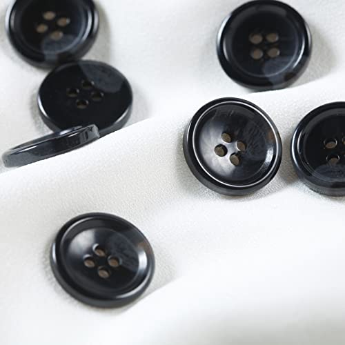 MASONEE 80 Large 3/4 inch Black Buttons for Sewing - Round Resin, 4 Hole Flatback Coat & Shirt Sweater Buttons - 20mm Bulk - Image 2