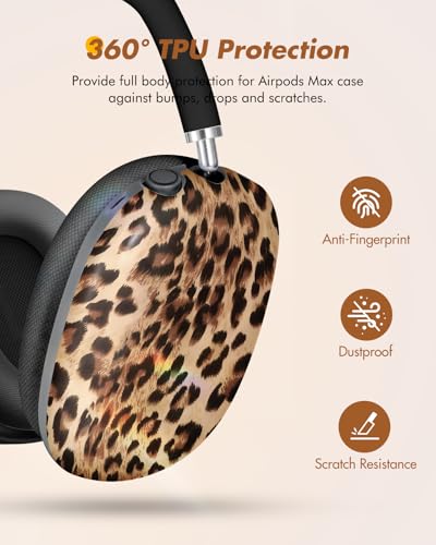 Joyleop for Airpods Max Case Stylish Durable Hard for AirPods Max Covers Cool Protective Headphones Case with Unique Design Pretty Essential Accessories for Headphones Leopard - Image 3