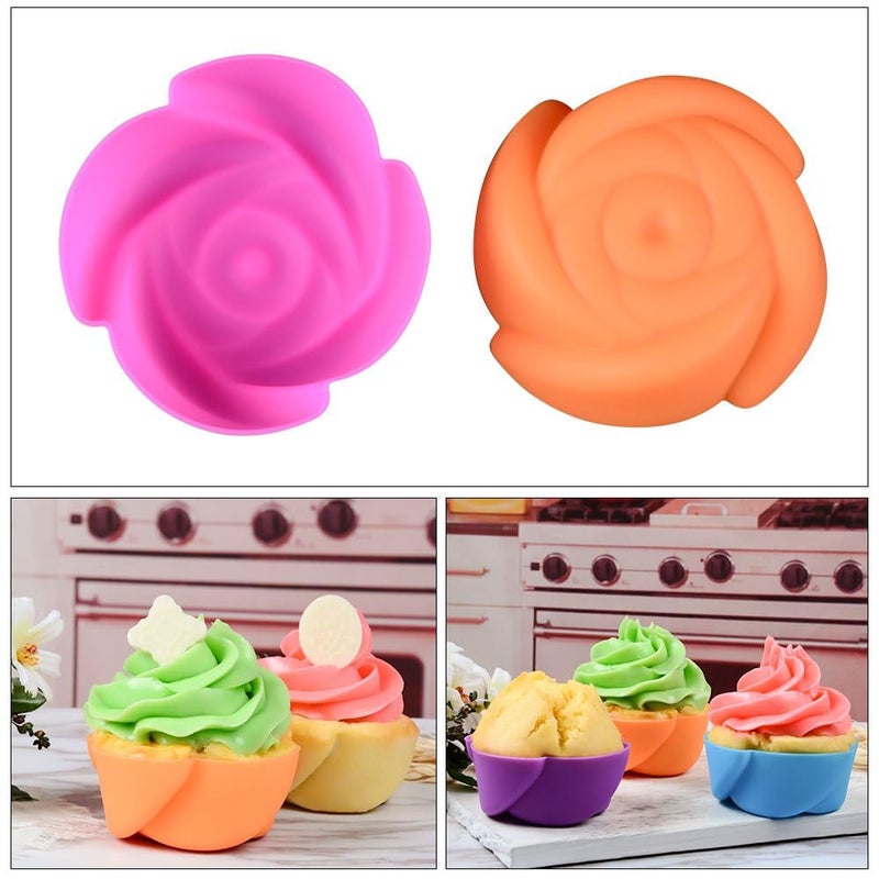 CAKETIME Silicone Baking Cups Cupcake Liners - 24 Pcs Reusable Silicone Molds Including Round, Rectanguar, Square, Flower Food Grade Silicone - Image 5