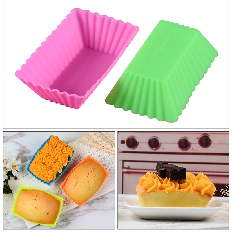 CAKETIME Silicone Baking Cups Cupcake Liners - 24 Pcs Reusable Silicone Molds Including Round, Rectanguar, Square, Flower Food Grade Silicone - Image 3