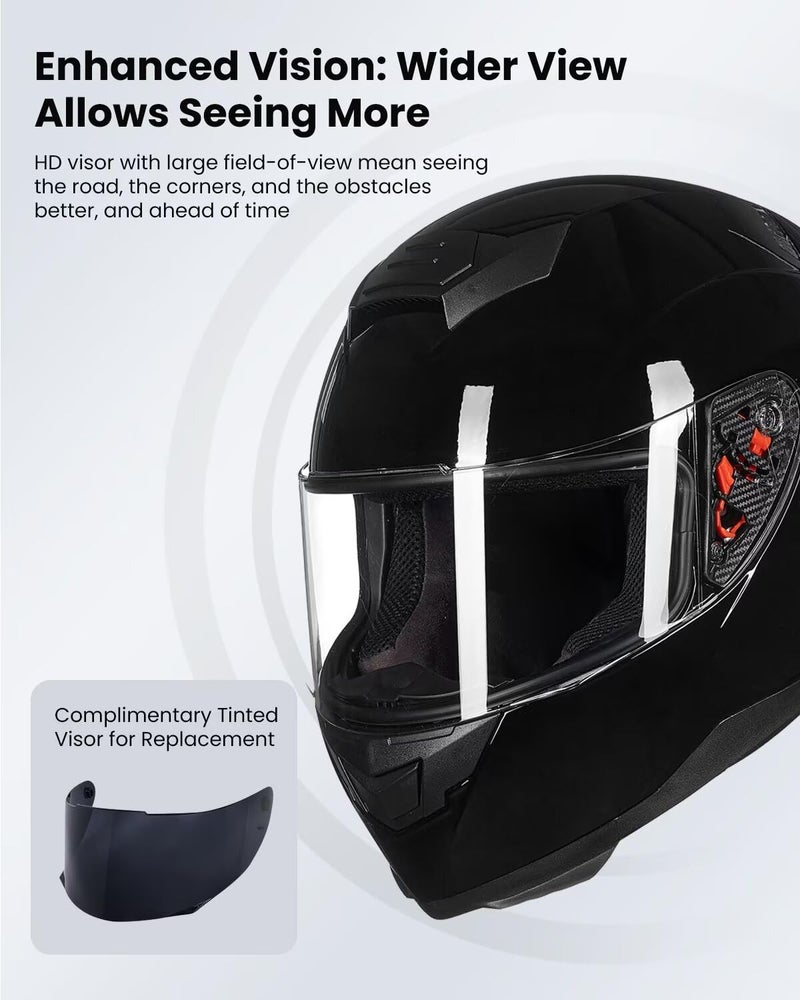 ILM خوذة دراجة نارية ILM كاملة الوجه لموتوكروس دراجة الشارع معتمدة من DOT 2 واقيات نموذج-317 (أسود لامع، M) - Image 4