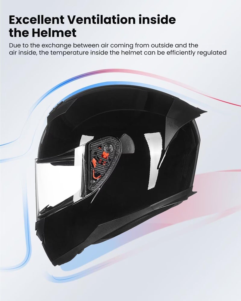 ILM خوذة دراجة نارية ILM كاملة الوجه لموتوكروس دراجة الشارع معتمدة من DOT 2 واقيات نموذج-317 (أسود لامع، M) - Image 3