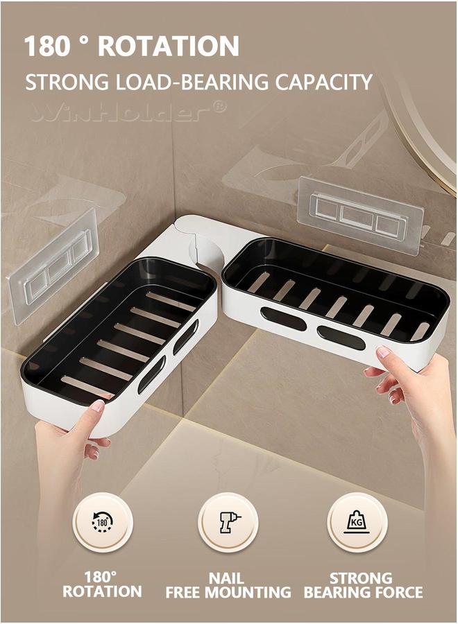 HOMESTAR 2 Pack Adhesive Swivel Bathroom Shower Caddy, Durable and No Drill Organizer, Wall Mounted Floating Storage Shelf for Kitchen - Image 3