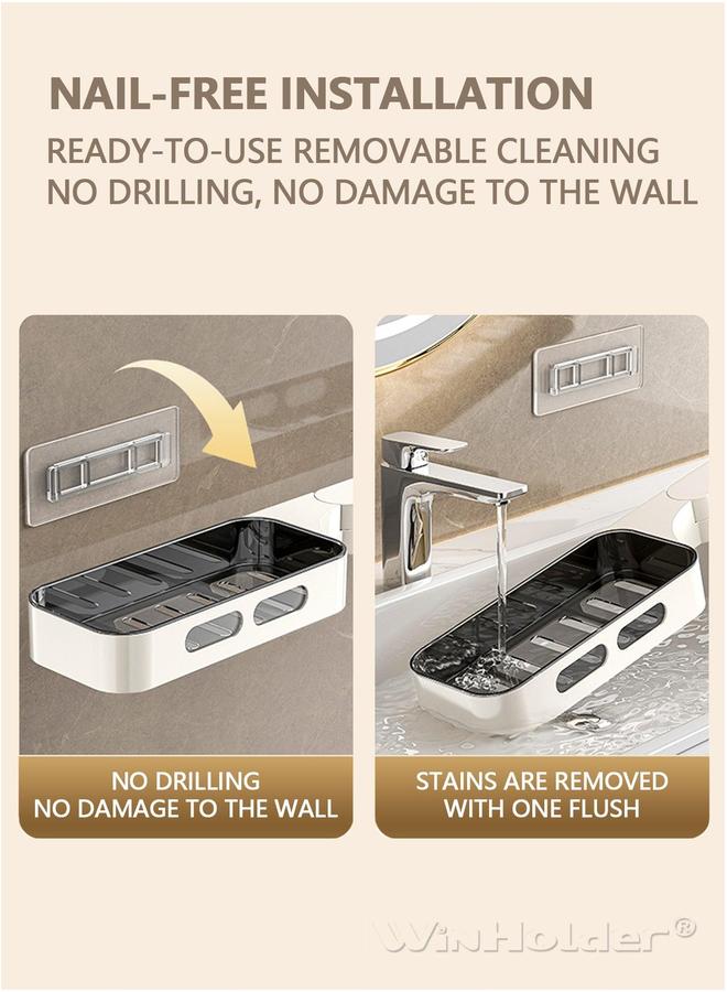 HOMESTAR 2 Pack Adhesive Swivel Bathroom Shower Caddy, Durable and No Drill Organizer, Wall Mounted Floating Storage Shelf for Kitchen - Image 5