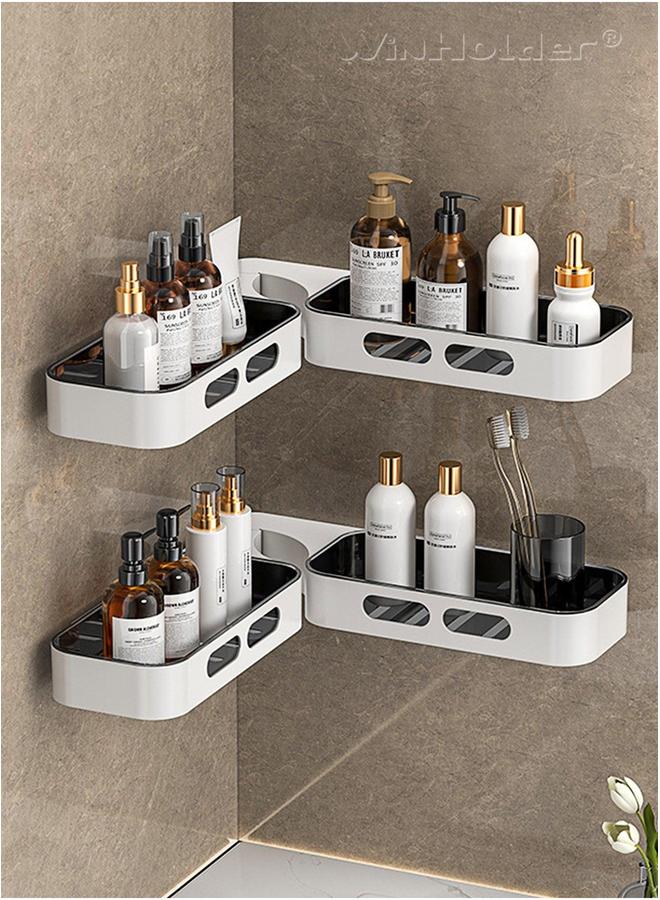 HOMESTAR 2 Pack Adhesive Swivel Bathroom Shower Caddy, Durable and No Drill Organizer, Wall Mounted Floating Storage Shelf for Kitchen - Image 1
