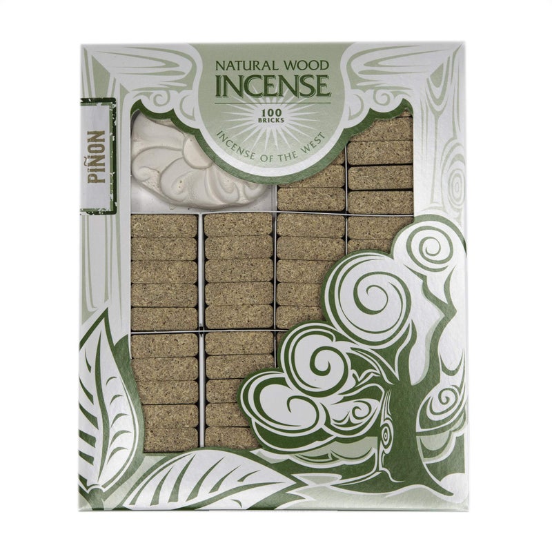 Incienso de Santa Fe - PiÃ±on Natural Wood Incense Bricks with Holder, 100 Count - Made in The USA - Image 1