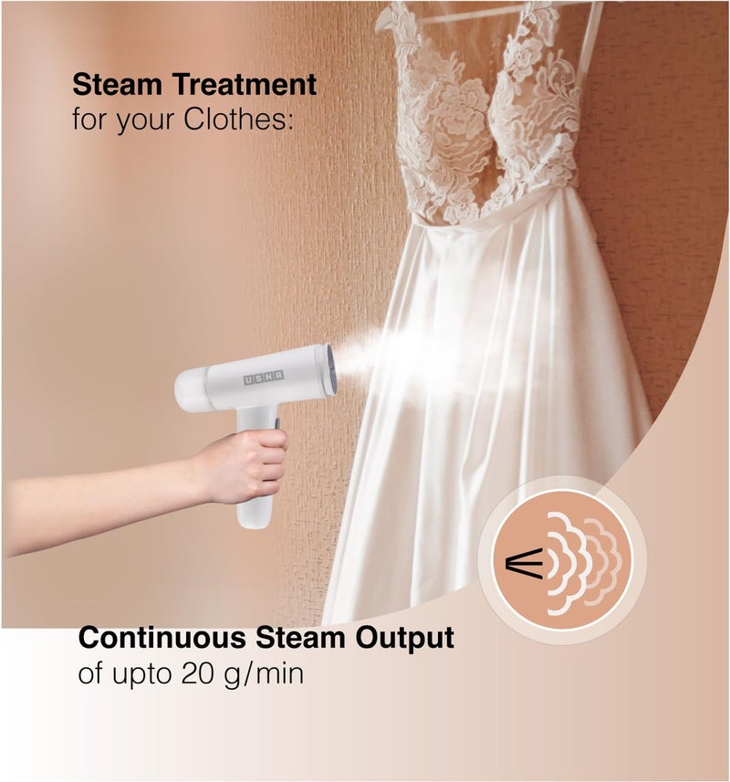Usha Techne Direct 500, 1300Watt Garment Steamer for Powerful Vertical Steaming | Powerful Steam Output Upto 20gm/min | 80ml Water Tank Capacity | Light Weight & Portable | 2 Years Warranty | (White) - Image 4