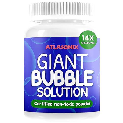 Atlasonix Giant Bubble Solution Giant Bubble Wand 100 Kids Safe Refill Solution Powder for All Bubble Toys Wands and Outdoor Family Fun Makes 1792 OZ 14 Gallons - Image 1
