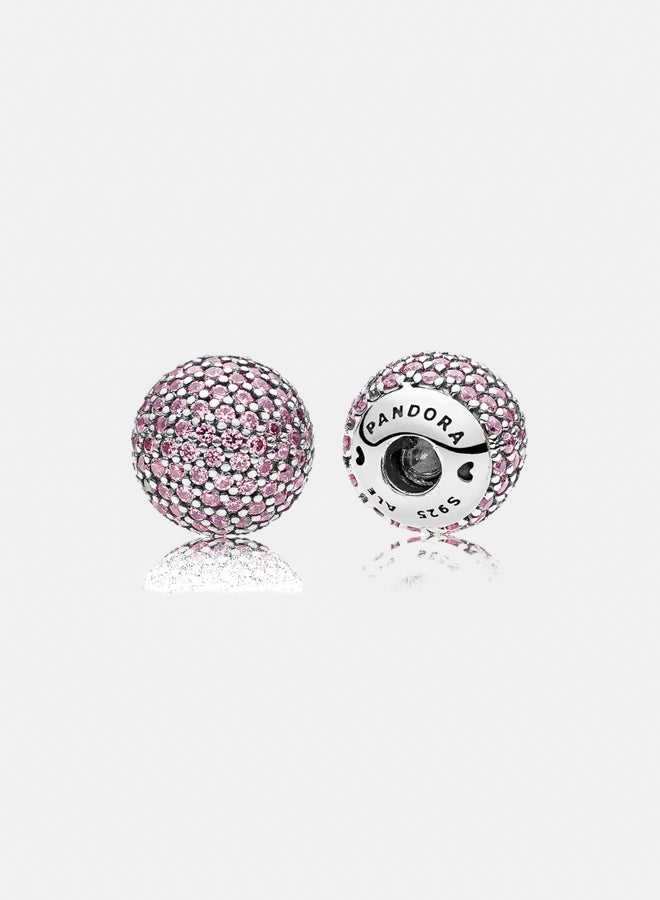 PANDORA Interchangeable silver end caps with pink cubic zirconia 4772