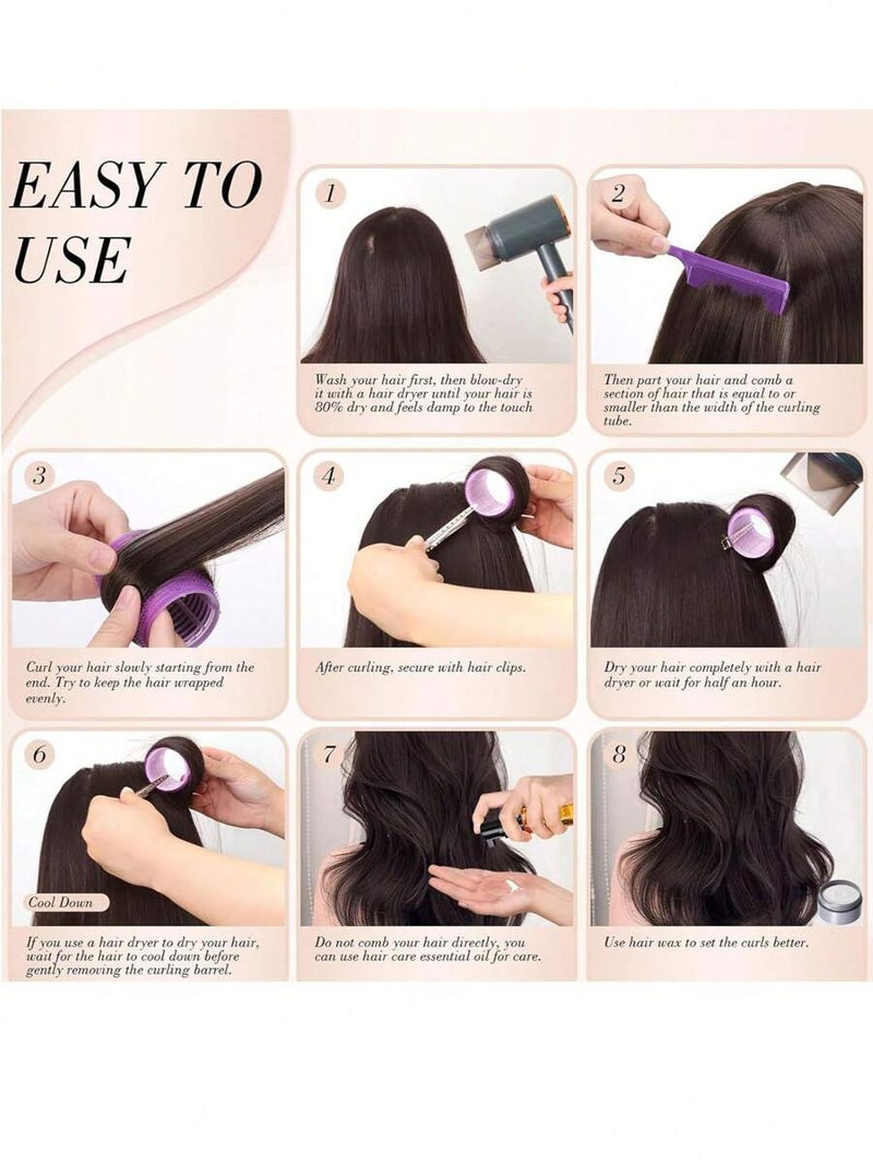 36-Piece Self-Adhesive Hair Curling Tube Set for Various Lengths, Heat-Free Curls with Clips - DIY Styling Tool, Perfect for Back to School, Travel & Holidays - Image 5