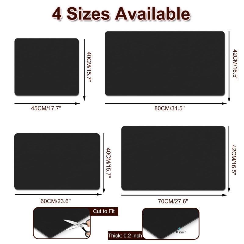 BLESWIN Dish Drying Mat for Kitchen, 16â€™â€™ X 18â€™â€™ Coffee Bar Mats for Countertop Fit Under Coffee Maker, Hide Stain Rubber Backed Espresso Machine Absorbent Drying Pad, Black - Image 5