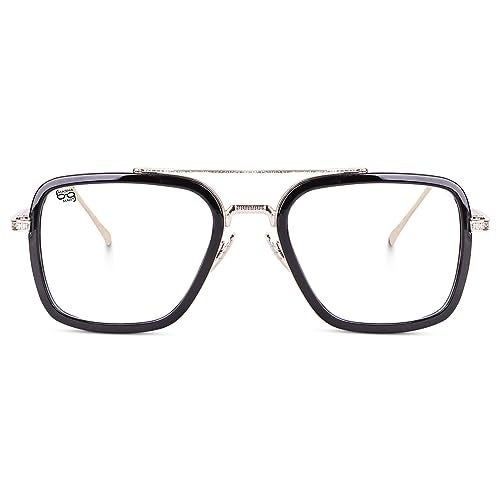 mashamart UV Protection | blue light block glasses for computer | anti Glare | Iron man | Tony stark | Spectacle frame for Men & Women | Metal frame with clear glass - Image 1