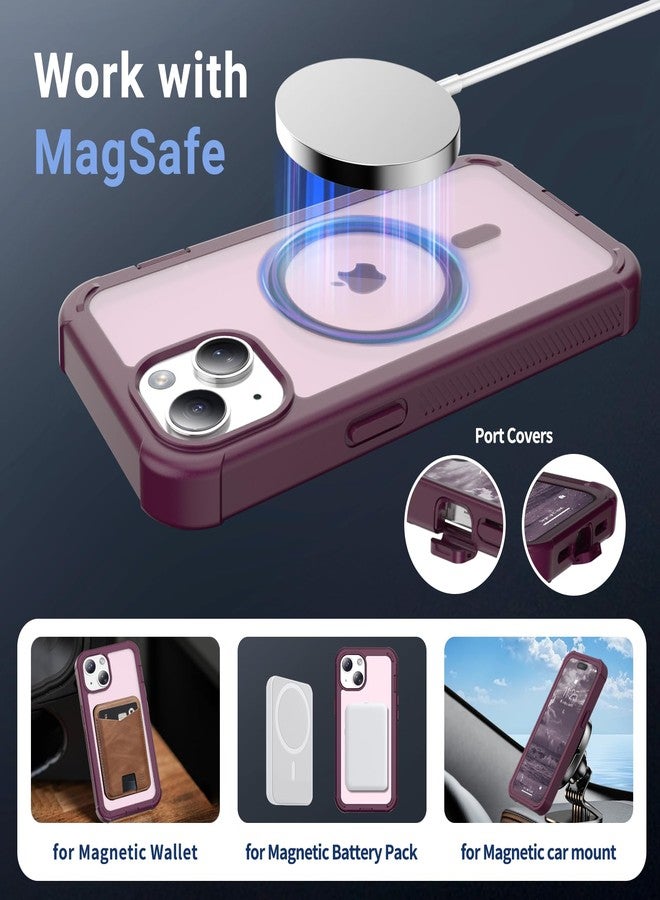 jaroco Magnetic for iPhone 15 Case, [Compatible with MagSafe][Military Grade Drop Protection][Heavy Duty Protection][Non-Slip][Shockproof] 2-Layer Durable Bumper Phone Case 6.1''-Wine Red - Image 4