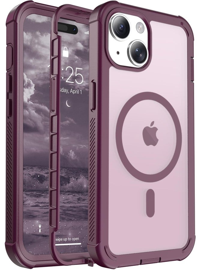 jaroco Magnetic for iPhone 15 Case, [Compatible with MagSafe][Military Grade Drop Protection][Heavy Duty Protection][Non-Slip][Shockproof] 2-Layer Durable Bumper Phone Case 6.1''-Wine Red - Image 1