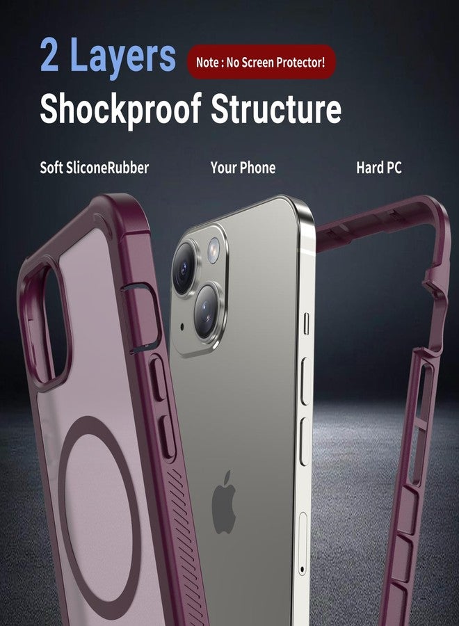 jaroco Magnetic for iPhone 15 Case, [Compatible with MagSafe][Military Grade Drop Protection][Heavy Duty Protection][Non-Slip][Shockproof] 2-Layer Durable Bumper Phone Case 6.1''-Wine Red - Image 2