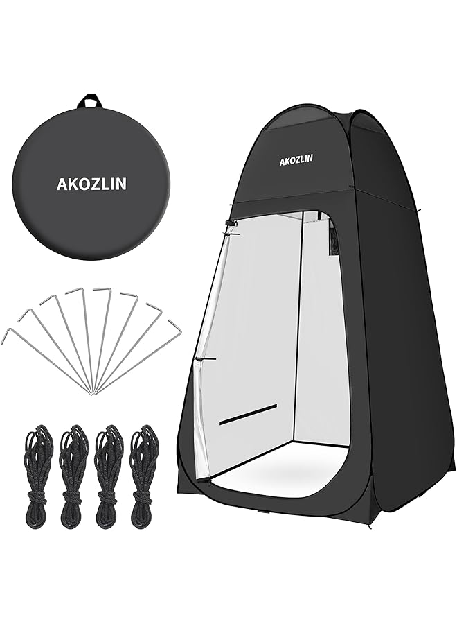 AKOZLIN Shower And Toilet Multipurpose Outdoor Changing Tent, Pop-Up Changing Tent, Foldable Portable Toilet Tent, Outdoor Changing Tent For Camping/Beach, Black - Image 1