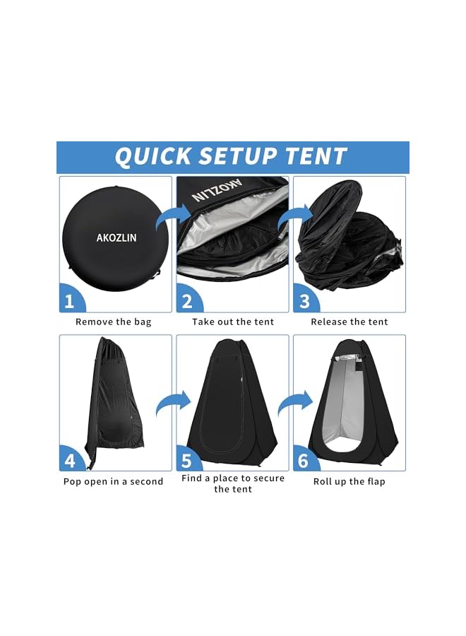 AKOZLIN Shower And Toilet Multipurpose Outdoor Changing Tent, Pop-Up Changing Tent, Foldable Portable Toilet Tent, Outdoor Changing Tent For Camping/Beach, Black - Image 3