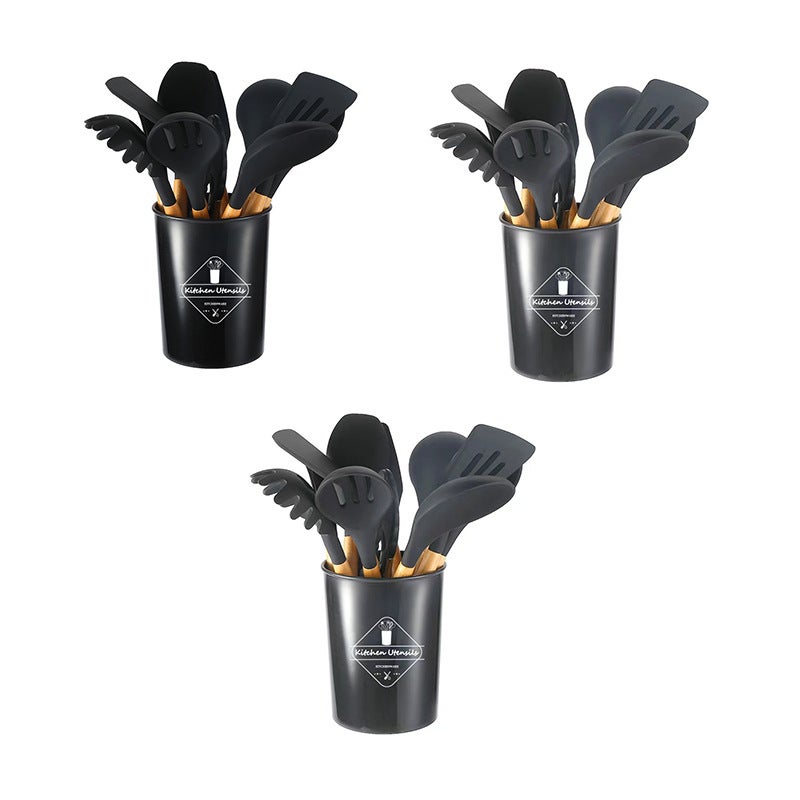 Large 12-Piece Silicone Kitchenware Set Food-Grade Food Clips High Temperature Resistant Anti-Scalding Shovel Spoon - Image 4