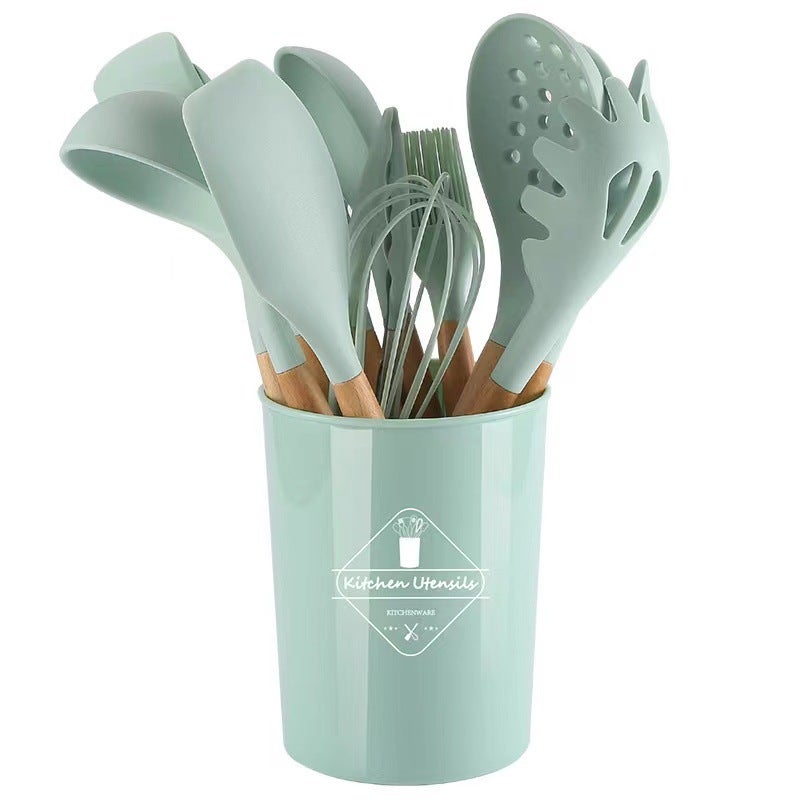 Large 12-Piece Silicone Kitchenware Set Food-Grade Food Clips High Temperature Resistant Anti-Scalding Shovel Spoon - Image 1
