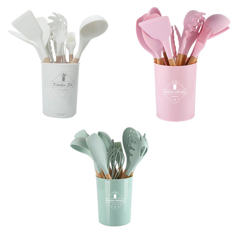 Large 12-Piece Silicone Kitchenware Set Food-Grade Food Clips High Temperature Resistant Anti-Scalding Shovel Spoon - Image 3
