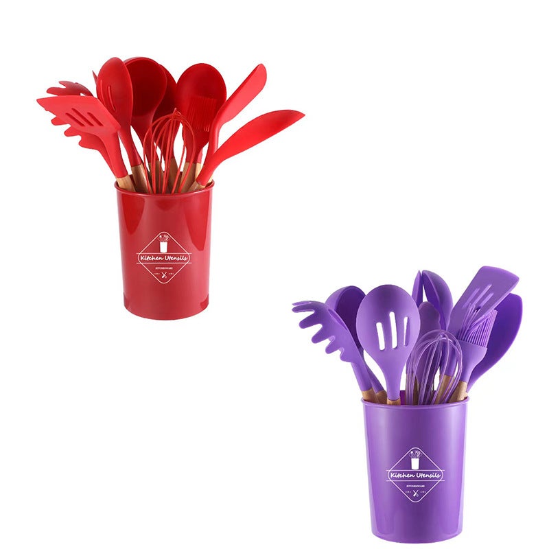 Large 12-Piece Silicone Kitchenware Set Food-Grade Food Clips High Temperature Resistant Anti-Scalding Shovel Spoon - Image 5