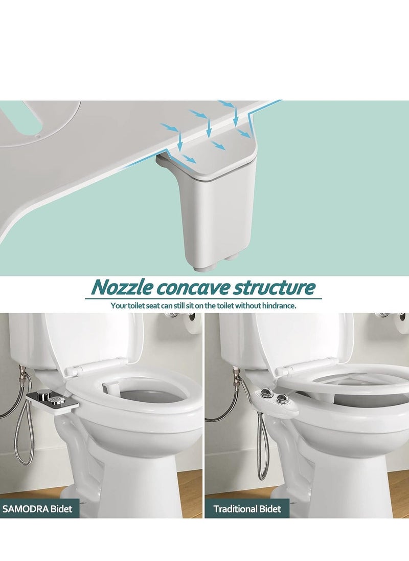 Bidet Attachment Non-electric Cold Water Toilet Seat with Pressure Controls, Retractable Self-cleaning Dual Nozzles for Frontal & Rear Wash - Black  - Image 5