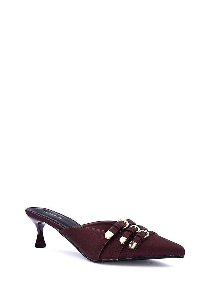 IconStyle Womens metal buckled heeled mules